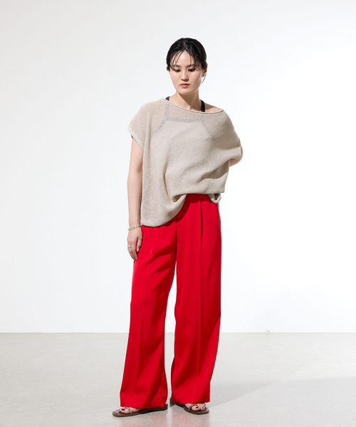 IENA（イエナ）の「《一部カラー店舗限定》ライトツイルセミワイドパンツ（その他パンツ・レディース・ベージュ/ブラック/レッド・34/38/36）」の10枚目の写真