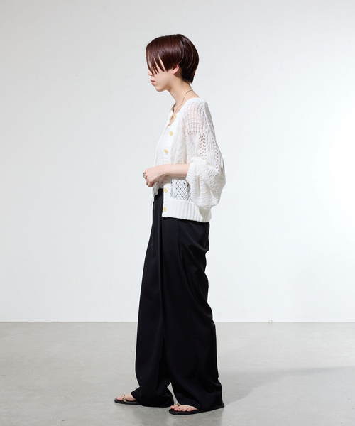 IENA（イエナ）の「《一部カラー店舗限定》ライトツイルセミワイドパンツ（その他パンツ・レディース・ベージュ/ブラック/レッド・34/38/36）」の20枚目の写真