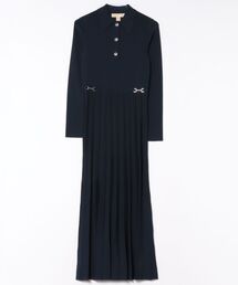 ロングスリーブ スナップ ミディ ポロドレス