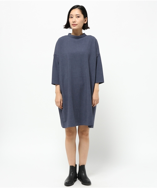 LBC（エルビーシー）の「ポリレーヨン2重織プチネックワンピース（ワンピース・レディース・ライトグレー/チャコールグレー/ダークブルー・MEDIUM/LARGE）」の7枚目の写真