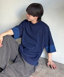 カットデニム袖配色T