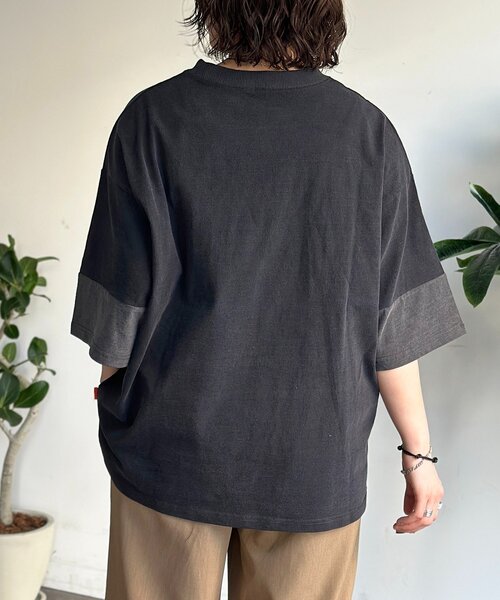 CPCM(シーピーシーエム)の「カットデニム袖配色T(Tシャツ/カットソー・レディース・ブルー/ブラック/ネイビー・MEDIUM/LARGE)」の6枚目の写真