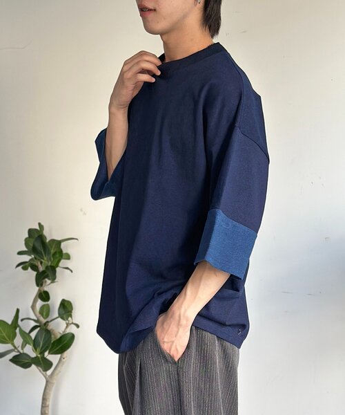 CPCM(シーピーシーエム)の「カットデニム袖配色T(Tシャツ/カットソー・レディース・ブルー/ブラック/ネイビー・MEDIUM/LARGE)」の19枚目の写真