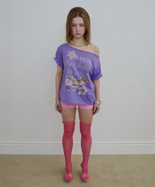 SCULPTOR(スカルプター)の「Healing Off-Shoulder Tee(Tシャツ/カットソー・レディース・ブルー/パープル/ホワイト・SMALL/MEDIUM/LARGE)」の14枚目の写真