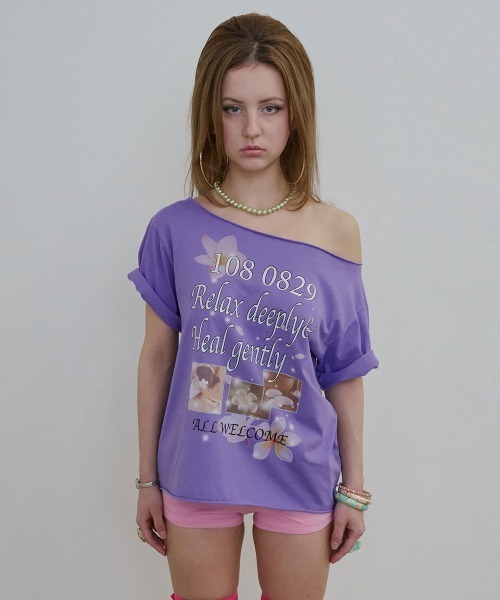 SCULPTOR(スカルプター)の「Healing Off-Shoulder Tee(Tシャツ/カットソー・レディース・ブルー/パープル/ホワイト・SMALL/MEDIUM/LARGE)」の16枚目の写真