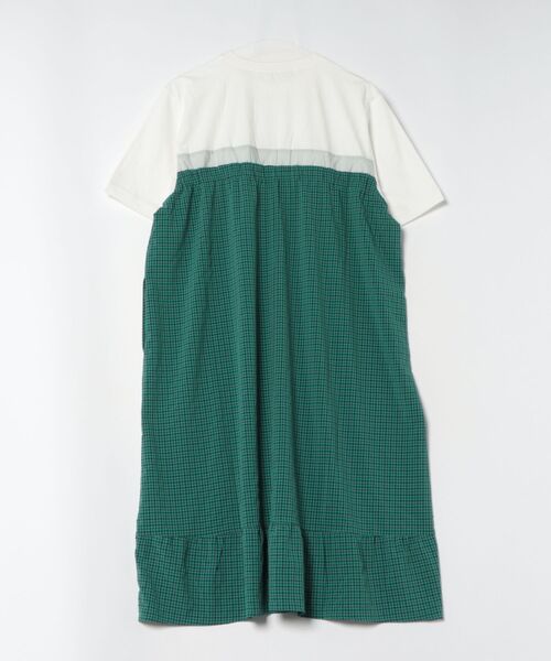 SUPER HAKKA(スーパーハッカ)の「天竺×チェック ロゴワンポイント刺繍Tシャツワンピース(ワンピース・レディース・レッド/グリーン・FREE)」の3枚目の写真