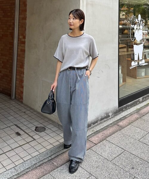 CIAOPANIC TYPY(チャオパニックティピー)の「【接触冷感/二の腕カバーも叶う◎】配色ラグラン半袖ニットTee(ニット/セーター・レディース・レッド/ブラウン/ホワイト/サックスブルー/ブラック/グレー・ONE SIZE)」の8枚目の写真