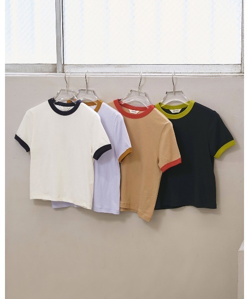 TODAYFUL(トゥデイフル)の「Compact Ringer Tee(Tシャツ/カットソー・レディース・ネイビー/ベージュ/キナリ/ブルー系その他・FREE)」の16枚目の写真