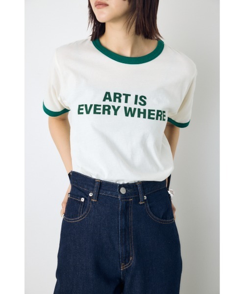 AZUL by moussy(アズールバイマウジー)の「リンガーロゴプリントT(Tシャツ/カットソー・レディース・アイボリー/グリーン/杢グレー・FREE)」の3枚目の写真