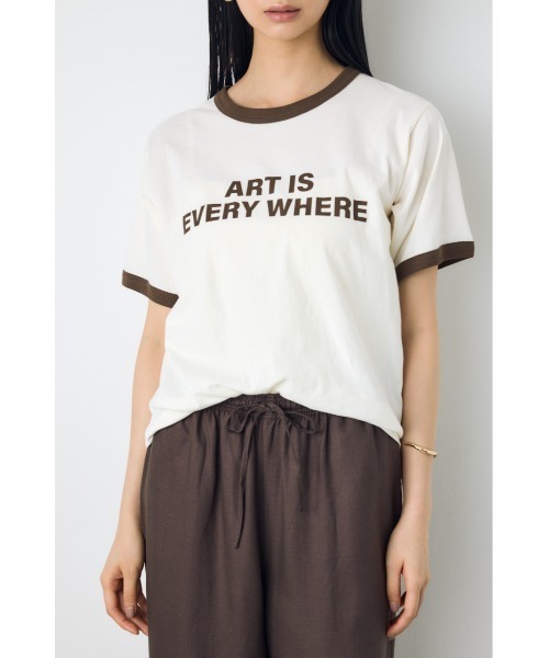 AZUL by moussy(アズールバイマウジー)の「リンガーロゴプリントT(Tシャツ/カットソー・レディース・アイボリー/グリーン/杢グレー・FREE)」の2枚目の写真