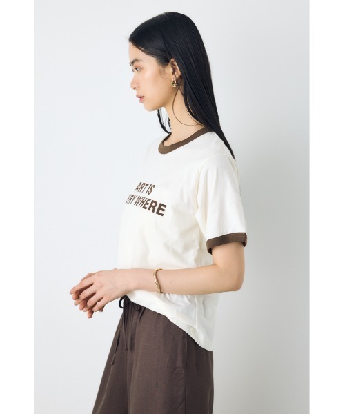 AZUL by moussy(アズールバイマウジー)の「リンガーロゴプリントT(Tシャツ/カットソー・レディース・アイボリー/グリーン/杢グレー・FREE)」の4枚目の写真