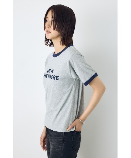 AZUL by moussy(アズールバイマウジー)の「リンガーロゴプリントT(Tシャツ/カットソー・レディース・アイボリー/グリーン/杢グレー・FREE)」の12枚目の写真