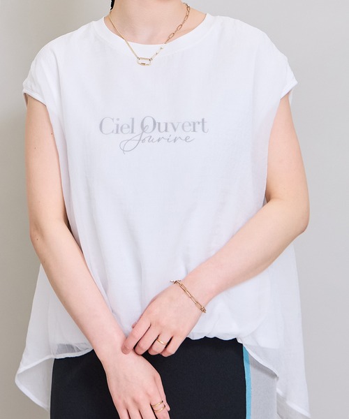 LHELBIE(レルビエ)の「シアーレイヤードロゴTシャツ(Tシャツ/カットソー・レディース・オフホワイト/ブラック/グリーン・M)」の2枚目の写真