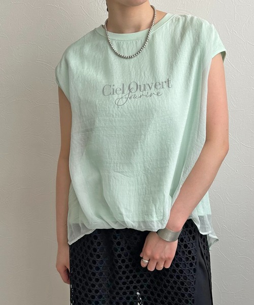 LHELBIE(レルビエ)の「シアーレイヤードロゴTシャツ(Tシャツ/カットソー・レディース・オフホワイト/ブラック/グリーン・M)」の10枚目の写真