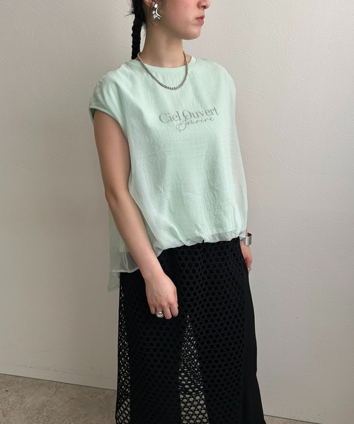 LHELBIE(レルビエ)の「シアーレイヤードロゴTシャツ(Tシャツ/カットソー・レディース・オフホワイト/ブラック/グリーン・M)」の12枚目の写真