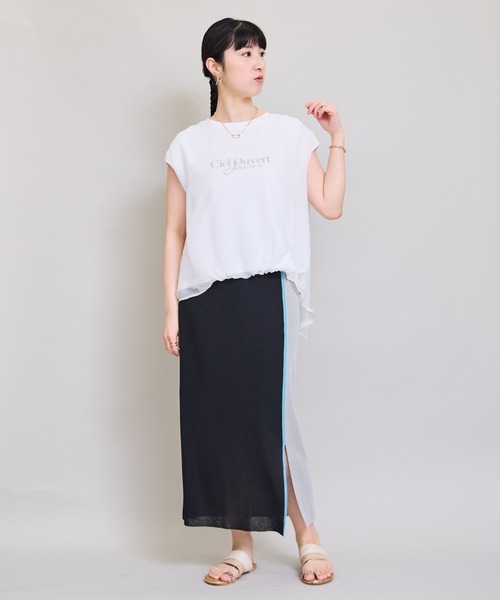 LHELBIE(レルビエ)の「シアーレイヤードロゴTシャツ(Tシャツ/カットソー・レディース・オフホワイト/ブラック/グリーン・M)」の14枚目の写真
