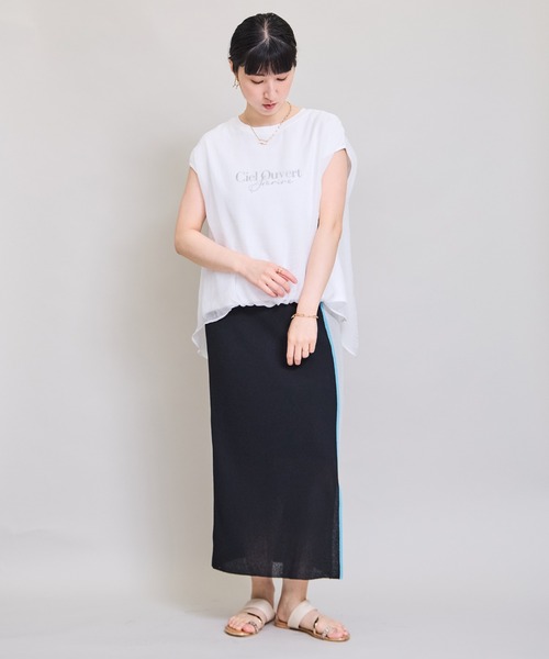 LHELBIE(レルビエ)の「シアーレイヤードロゴTシャツ(Tシャツ/カットソー・レディース・オフホワイト/ブラック/グリーン・M)」の13枚目の写真