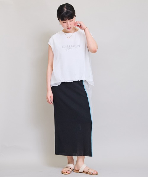 LHELBIE(レルビエ)の「シアーレイヤードロゴTシャツ(Tシャツ/カットソー・レディース・オフホワイト/ブラック/グリーン・M)」の17枚目の写真