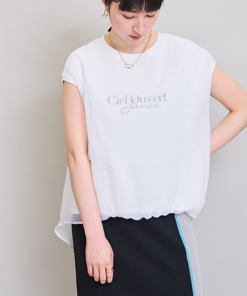 LHELBIE(レルビエ)の「シアーレイヤードロゴTシャツ(Tシャツ/カットソー・レディース・オフホワイト/ブラック/グリーン・M)」の4枚目の写真