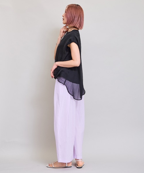 LHELBIE(レルビエ)の「シアーレイヤードロゴTシャツ(Tシャツ/カットソー・レディース・オフホワイト/ブラック/グリーン・M)」の21枚目の写真