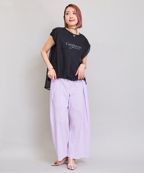 LHELBIE(レルビエ)の「シアーレイヤードロゴTシャツ(Tシャツ/カットソー・レディース・オフホワイト/ブラック/グリーン・M)」の8枚目の写真