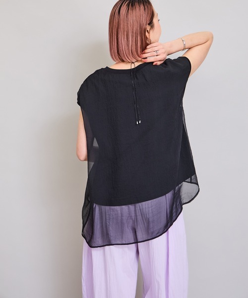 LHELBIE(レルビエ)の「シアーレイヤードロゴTシャツ(Tシャツ/カットソー・レディース・オフホワイト/ブラック/グリーン・M)」の9枚目の写真