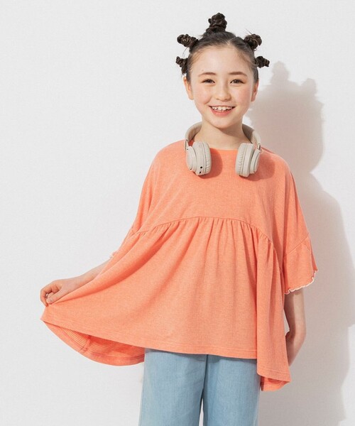 EDWIN(エドウィン)の「【Ou? by EDWIN】ワイドシルエットTシャツ(Tシャツ/カットソー・キッズ・オレンジ/アイボリー・130/110/100/140/90/120/150)」の2枚目の写真
