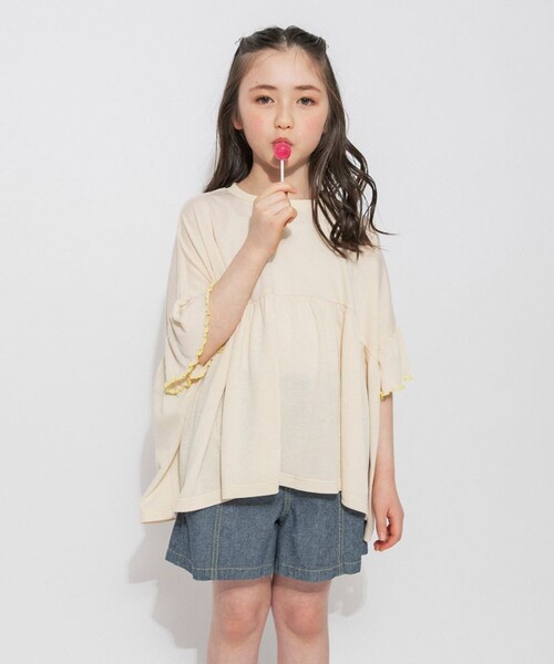 EDWIN(エドウィン)の「【Ou? by EDWIN】ワイドシルエットTシャツ(Tシャツ/カットソー・キッズ・オレンジ/アイボリー・130/110/100/140/90/120/150)」の4枚目の写真