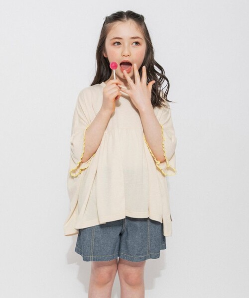 EDWIN(エドウィン)の「【Ou? by EDWIN】ワイドシルエットTシャツ(Tシャツ/カットソー・キッズ・オレンジ/アイボリー・130/110/100/140/90/120/150)」の5枚目の写真
