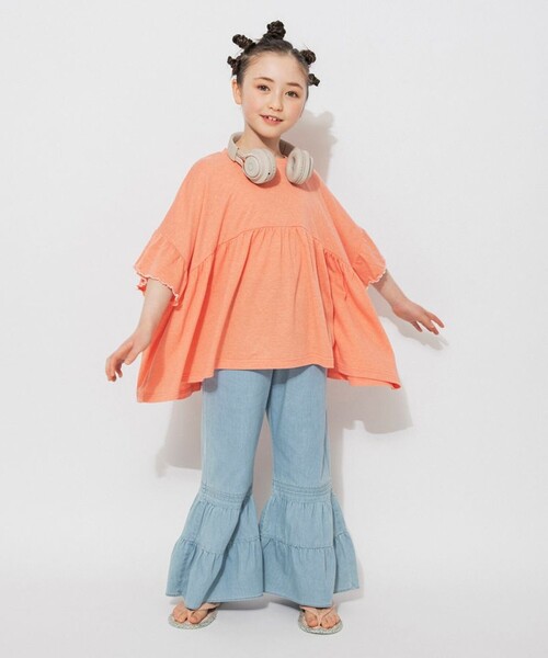 EDWIN(エドウィン)の「【Ou? by EDWIN】ワイドシルエットTシャツ(Tシャツ/カットソー・キッズ・オレンジ/アイボリー・130/110/100/140/90/120/150)」の14枚目の写真