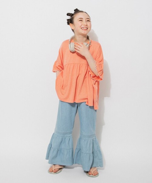 EDWIN(エドウィン)の「【Ou? by EDWIN】ワイドシルエットTシャツ(Tシャツ/カットソー・キッズ・オレンジ/アイボリー・130/110/100/140/90/120/150)」の15枚目の写真