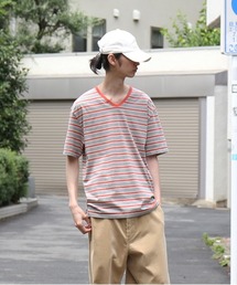 O（オー）の「KAIKO V neck border t-shirts（Tシャツ/カットソー）」