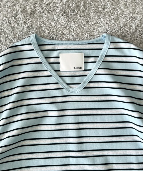 KAIKO(カイコー)の「KAIKO V neck border t-shirts(Tシャツ/カットソー・メンズ・レッド/サックスブルー・1/2)」の12枚目の写真