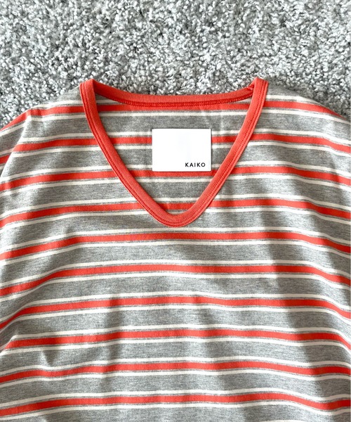 KAIKO(カイコー)の「KAIKO V neck border t-shirts(Tシャツ/カットソー・メンズ・レッド/サックスブルー・1/2)」の18枚目の写真
