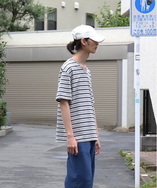 KAIKO(カイコー)の「KAIKO V neck border t-shirts(Tシャツ/カットソー・メンズ・レッド/サックスブルー/グレー・1/2)」の22枚目の写真