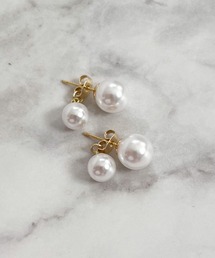YU-KA:パール ダブルキャッチスタッドピアス Pearl double-catch stud earrings