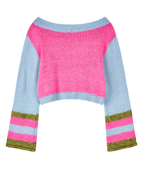 youthbath(ユースバース)の「Color stripe cropped knit_pink(ニット/セーター・レディース・その他・FREE)」の5枚目の写真