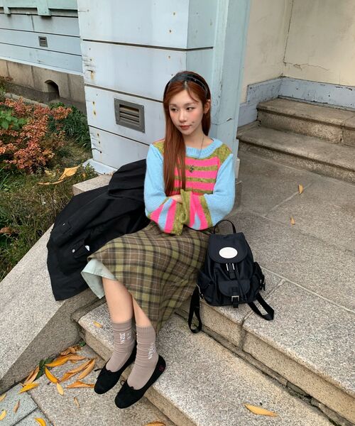 youthbath(ユースバース)の「Color stripe cropped knit_pink(ニット/セーター・レディース・その他・FREE)」の3枚目の写真