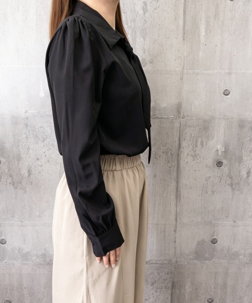 Miniministore(ミニミニストア)の「ネクタイ付きシャツブラウスレディース長袖(シャツ/ブラウス・レディース・ベージュ/ブラック/ホワイト・L/M)」の13枚目の写真