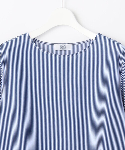 J.PRESS（ジェイプレス）の「【一枚で着映え】ストライプレース クルーネック カットソー（Tシャツ/カットソー・レディース・ネイビー系1/ベージュ系1/ブラウン系1・MEDIUM/LARGE）」の12枚目の写真