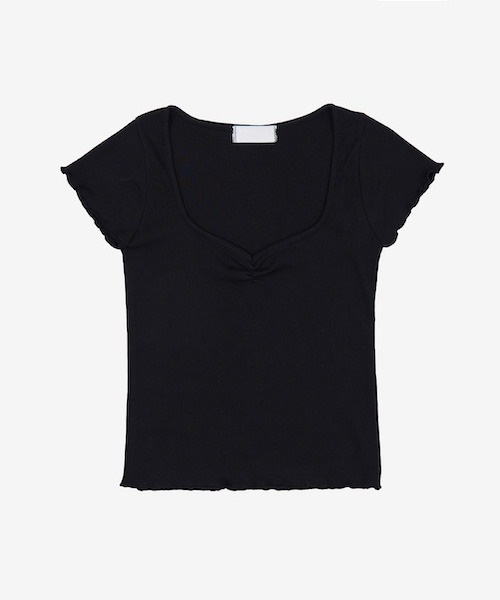 raucohouse(ラウコハウス)の「ハートネックリブ半袖Tシャツ(Tシャツ/カットソー・レディース・ブラック/アイボリー・FREE)」の9枚目の写真