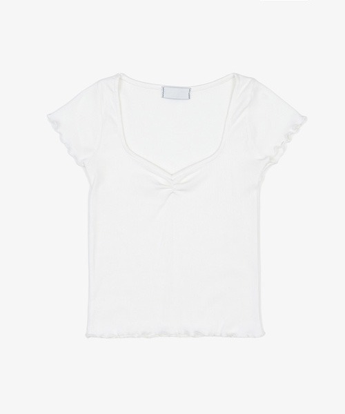 raucohouse(ラウコハウス)の「ハートネックリブ半袖Tシャツ(Tシャツ/カットソー・レディース・ブラック/アイボリー・FREE)」の14枚目の写真