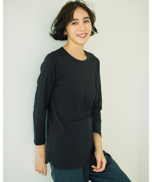 DoCLASSE( ドゥクラッセ)の「クルーシャツテール/長袖・DoT(Tシャツ/カットソー・レディース・ライトグレー/ブラック/ダークネイビー・S/M)」の2枚目の写真