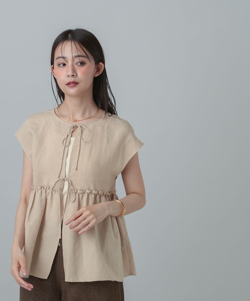 GLOBAL WORK(グローバルワーク)の「MATINEE LINE/ラミー2WAYフロントブラウス/678452(シャツ/ブラウス・レディース・レオパード/ベージュ/ブラック・LARGE/MEDIUM)」の2枚目の写真