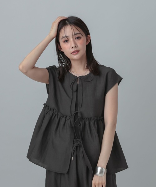 GLOBAL WORK(グローバルワーク)の「MATINEE LINE/ラミー2WAYフロントブラウス/678452(シャツ/ブラウス・レディース・レオパード/ベージュ/ブラック・LARGE/MEDIUM)」の6枚目の写真