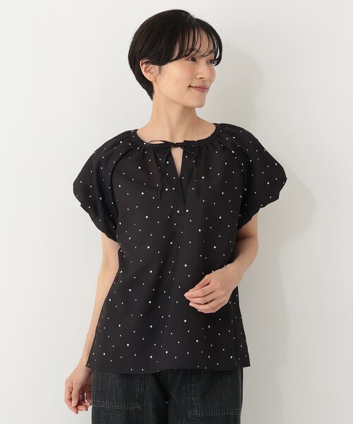 Afternoon Tea(アフタヌーンティー)の「ドットパフスリーブブラウス(シャツ/ブラウス・レディース・ブラック/アイボリー・MEDIUM)」の2枚目の写真