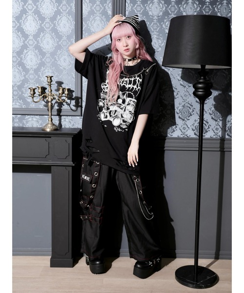 NOEMIE（ノエミー）の「鉄線チェーンねこダメージユニセックスTシャツ（Tシャツ/カットソー・レディース・オフホワイト/ブラック/ブルー系その他・M）」の13枚目の写真