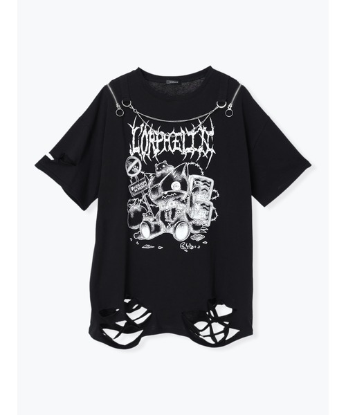NOEMIE（ノエミー）の「鉄線チェーンねこダメージユニセックスTシャツ（Tシャツ/カットソー・レディース・オフホワイト/ブラック/ブルー系その他・M）」の14枚目の写真
