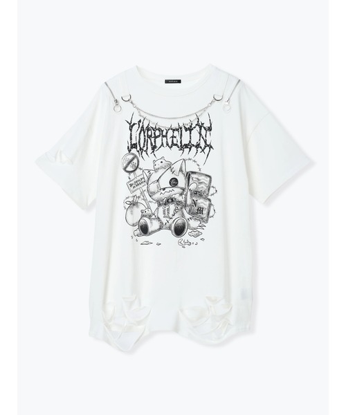 NOEMIE（ノエミー）の「鉄線チェーンねこダメージユニセックスTシャツ（Tシャツ/カットソー・レディース・オフホワイト/ブラック/ブルー系その他・M）」の15枚目の写真