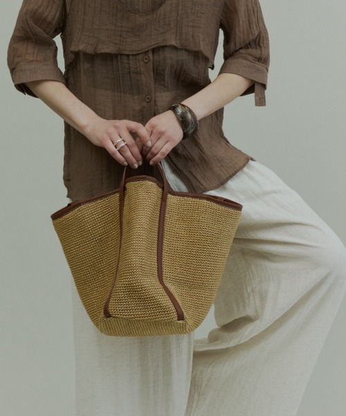 Plumel(プルメル)の「Piping Basket Tote Bag / パイピングバスケットトートバッグ(トートバッグ・レディース・ブラウン/ブラック・FREE)」の14枚目の写真